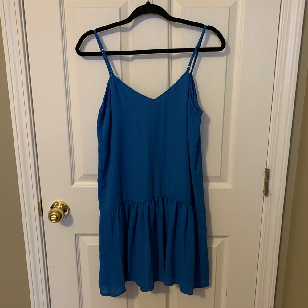 Blue Ruffle Hem Dress - Picture 3 of 4